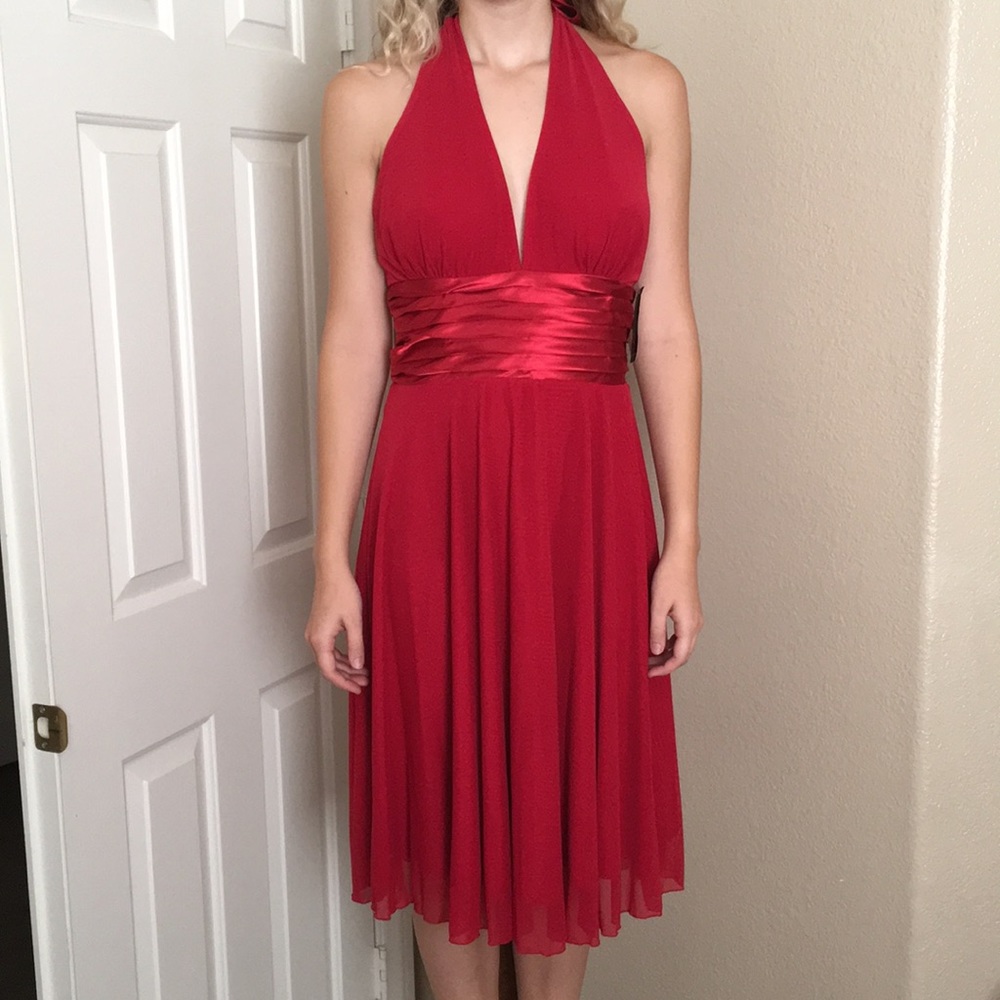Red halter dress!